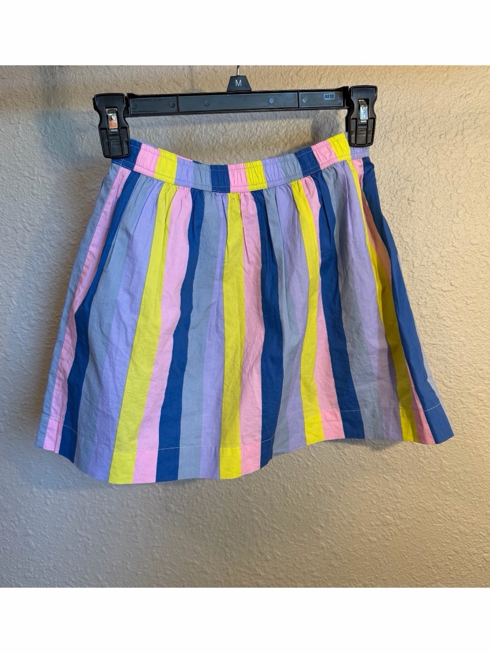Hanna Andersson Size 6-7 120cm Striped Skater Skirt in Pink, Yellow & Blue Lined
